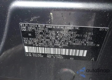 2013 Toyota Rav4 Xle from USA, damaged, VIN 2T3RFREV2DW071233